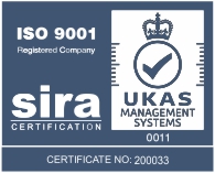 ISO9001 blu scuro su bianco